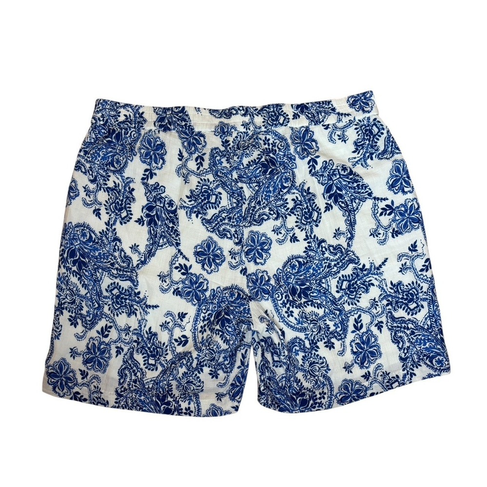 Soft Surroundings Marilla Gauze Shorts Kamari Blue Paisley Coastal Women 3XL NWT